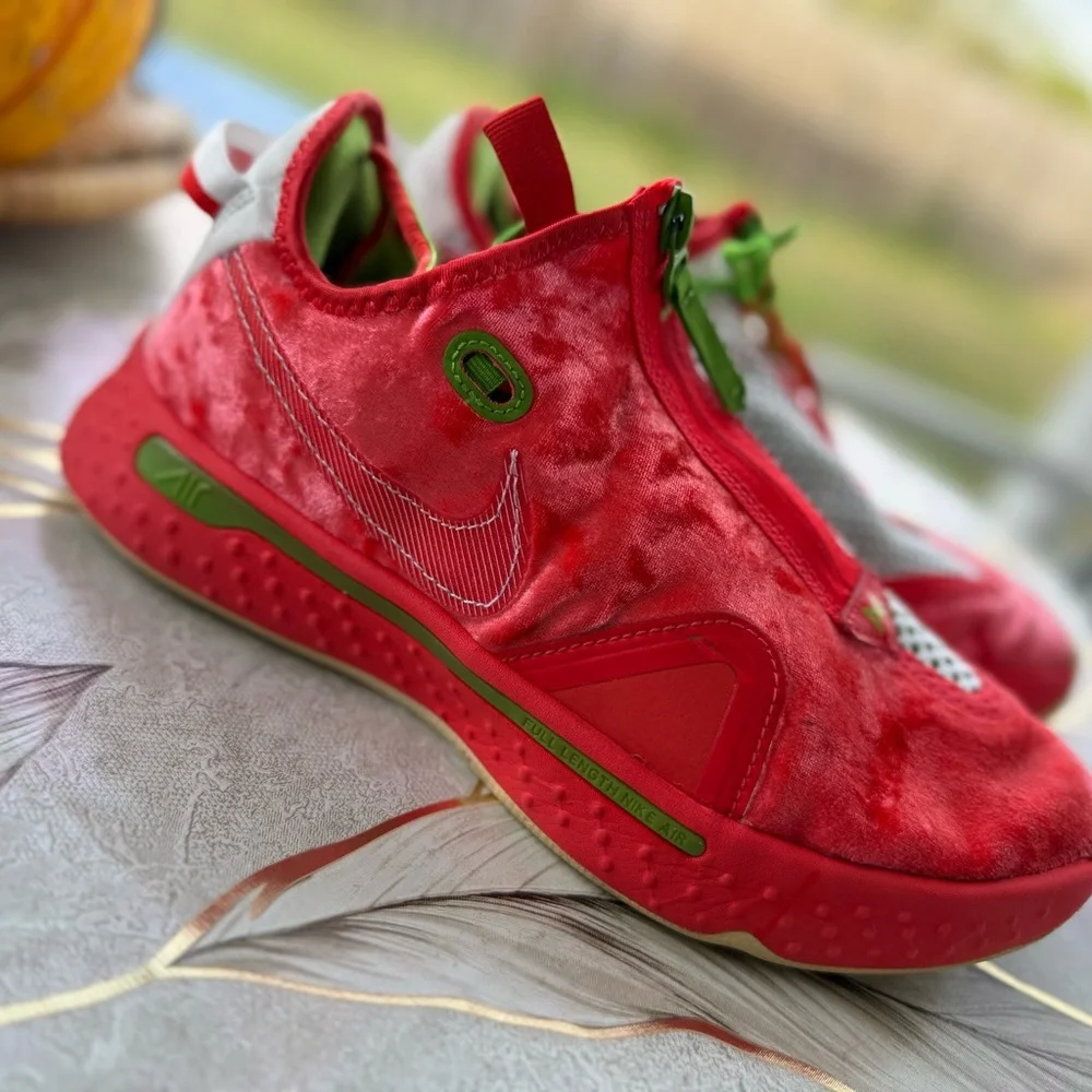 Nike Air PG 4 Christmas Edition Men's Sneakers Red Green Size 8 CD5079-602. - Picture 3 of 11